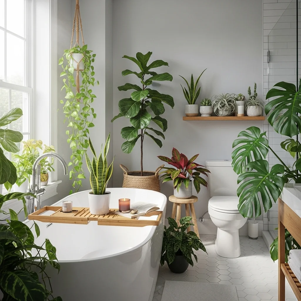Plants Bring Life to Bathrooms